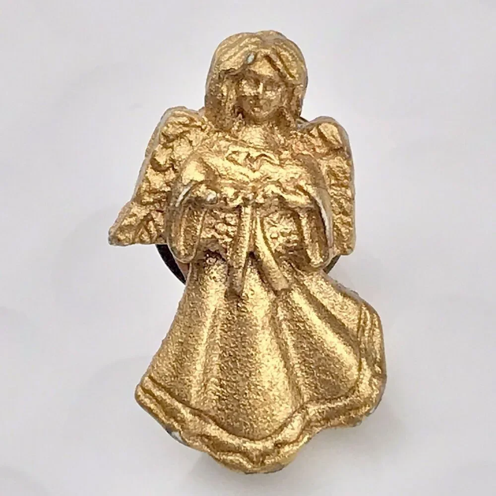 Angel Brooch Vintage Pin Gold Tone Small